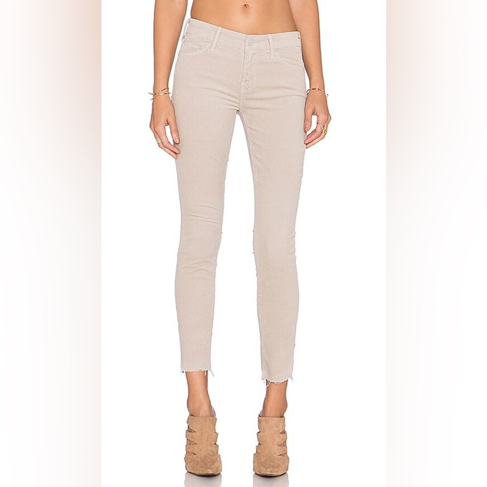 MOTHER Cropped Ankle Jeans in Light Beige